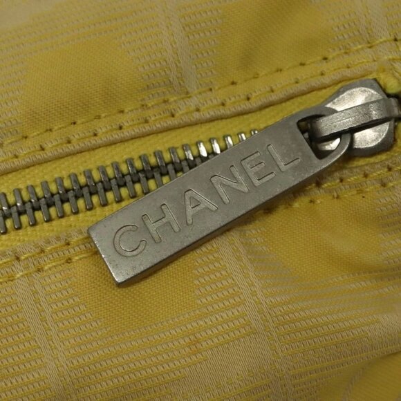 CHANEL New Travel Shoulder Bag Nylon Yellow Silver CC Auth - Picture 8 of 15